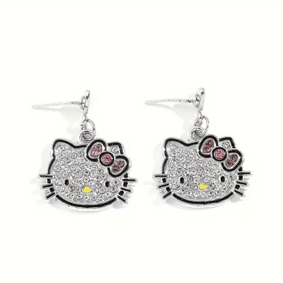 HELLO KITTY SILVER EARRINGS - Picture 1 of 5